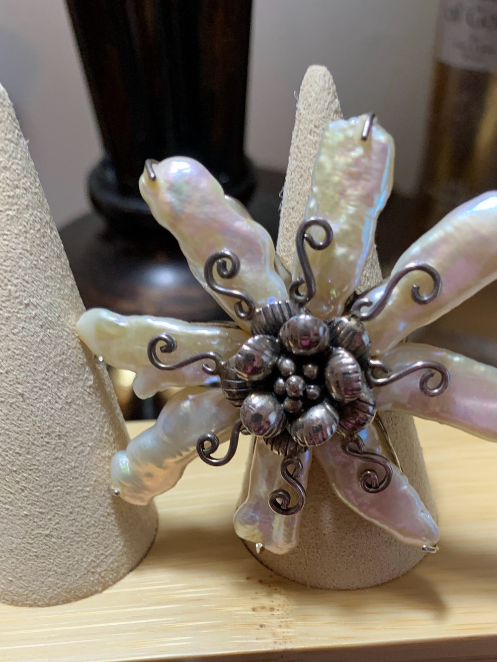 Tiffany and co Iridesse Biwa Pearl and Sterling silver flower statement ring